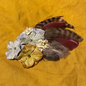 Handmade Feather and Flower Hair clip